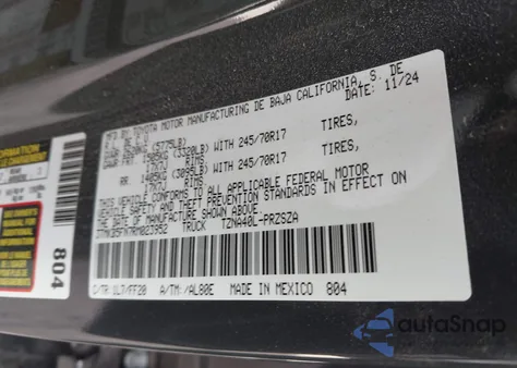 2024 Toyota Tacoma Sr5 2Wd из США, поврежденный, VIN 3TMKB5FN7RM023952